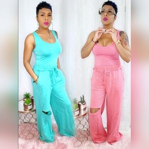 Slit knee jogger set (Desert Rose)